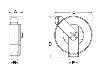 Dimensions for LC 350 Reels from Hosetract