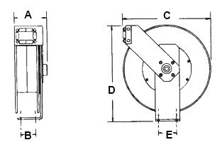 Dimensions for B Series Reels from Hosetract