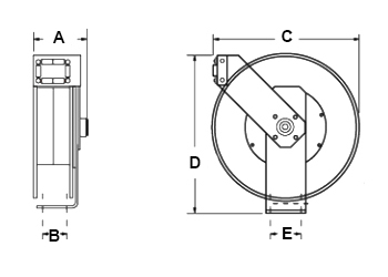 Dimensions for CS Series Reels from Hosetract