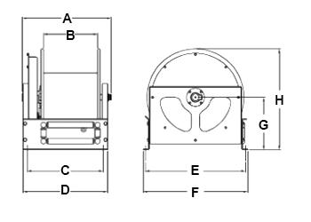 Dimensions for DS Series Reels from Hosetract