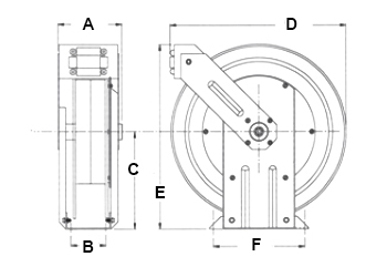 Dimensions for HG 350 Reels from Hosetract