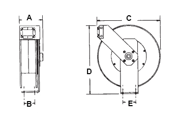 Dimensions for MB 320 Reels from Hosetract