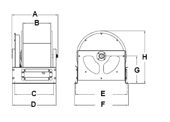 Dimensions for MD 500 DUAL Reels from Hosetract