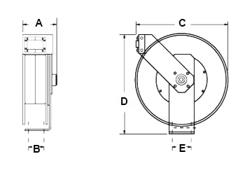 Dimensions for UTL 200 OA Reels from Hosetract